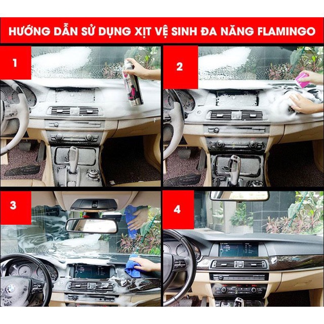 hướng dẫn sử dụng bình xịt nội thất ô tô flamigo