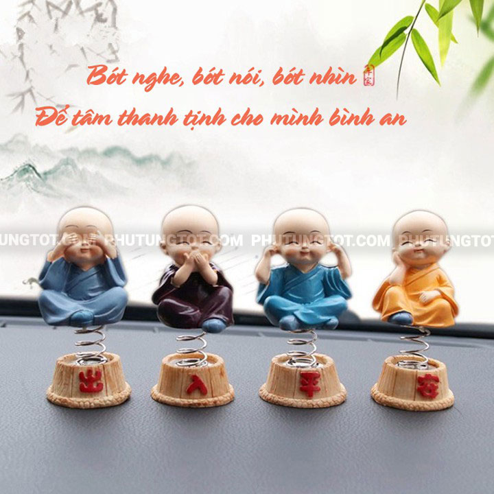 bộ tượng 4 chú tiểu tứ không đế lò xo