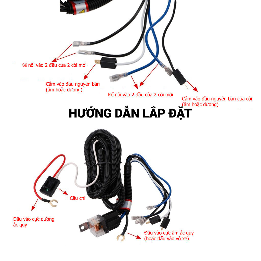 rơ le còi ô tô kèm dây 1m5