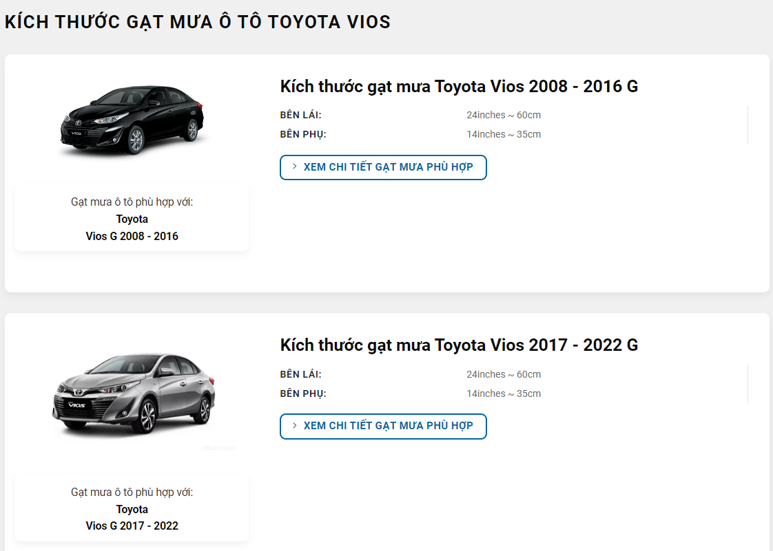 hướng dẫn chọn gạt mưa vios