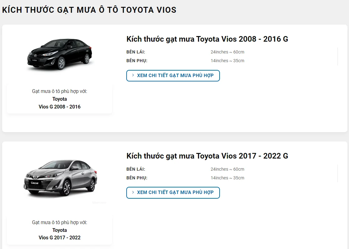 hướng dẫn chọn gạt mưa vios